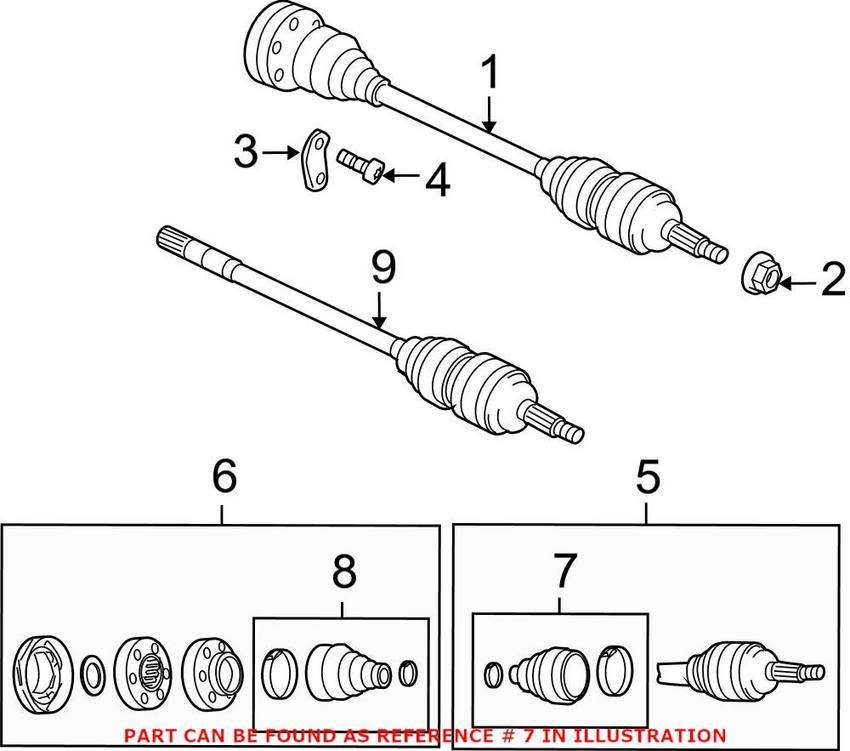 Audi VW CV Joint Boot Kit - Rear Inner 7L0598201